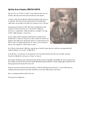 A preview of a PDF biography for Stapley, Roy Stuart